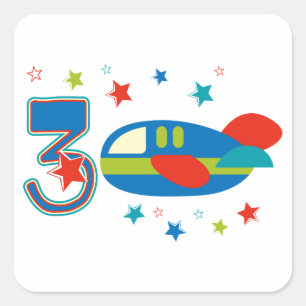 3rd Birthday Aeroplane Square Sticker