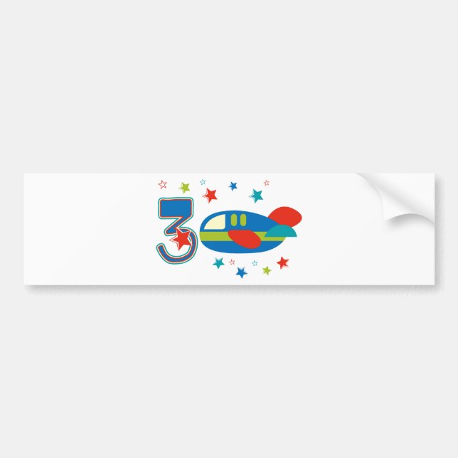 3rd Birthday Airplane Bumper Sticker (Front)