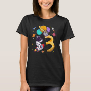 3rd Birthday Astronaut Space Balloons 3 Years Old T-Shirt