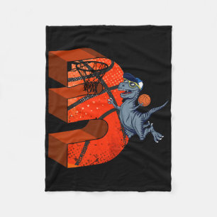 3rd Birthday Basketball Dinosaur Boy Gifts Slam Du Fleece Blanket
