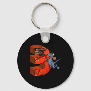 3rd Birthday Basketball Dinosaur Boy Gifts Slam Du Key Ring