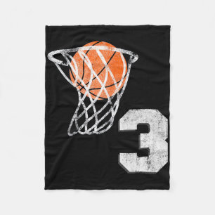 3rd Birthday Basketball Three 3 Years Old Boys Kid Fleece Blanket