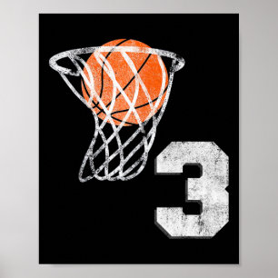 3rd Birthday Basketball Three 3 Years Old Boys Kid Poster