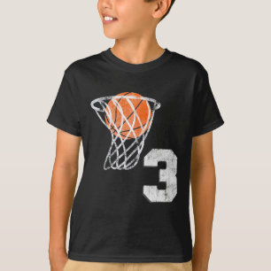 3rd Birthday Basketball Three 3 Years Old Boys Kid T-Shirt