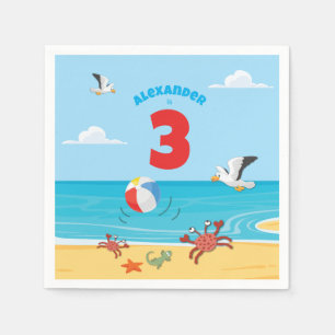 3rd Birthday Beach Party  Napkin