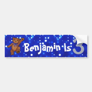 3rd Birthday Bear Bumper Sticker