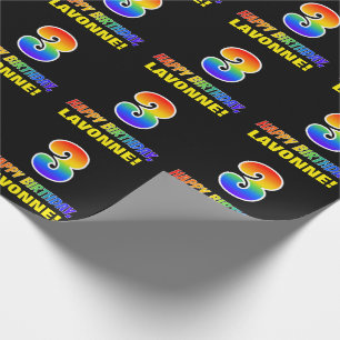 3rd Birthday: Bold, Fun, Simple, Rainbow 3 Wrapping Paper