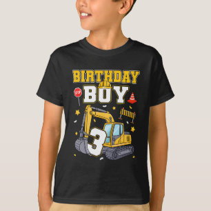 3rd Birthday Boy 3 Years Old Excavator Three Decor T-Shirt