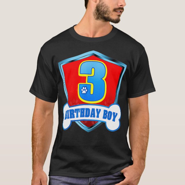 3rd Birthday Boy 3 Years Old Patrol Dogs Lover T-Shirt (Front)