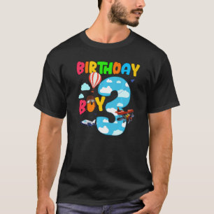 3rd Birthday Boy Aeroplane Pilot 3 Years Old Helic T-Shirt