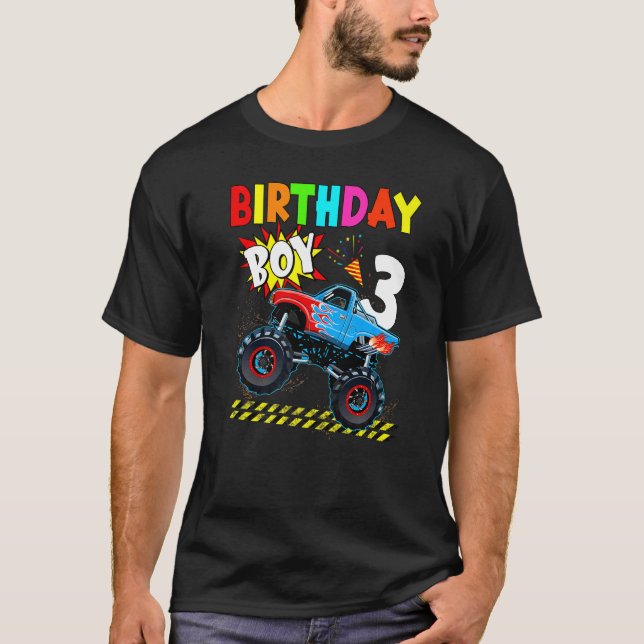 3rd Birthday Boy Blaze 3 Year Old Monster Truck Bd T-Shirt (Front)