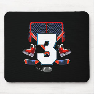 3rd Birthday Boy Ice Hockey Theme 3 Year Old Party Mouse Pad