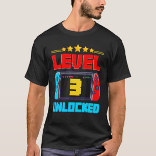 3rd Birthday Boy Level 3 Unlocked Video Gamer Birt T-Shirt