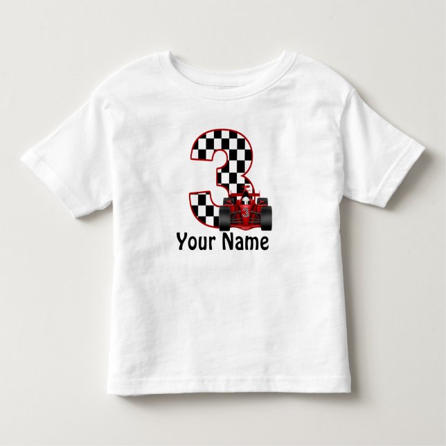 3rd Birthday Boy Personalised Race Car Shirt (Front)