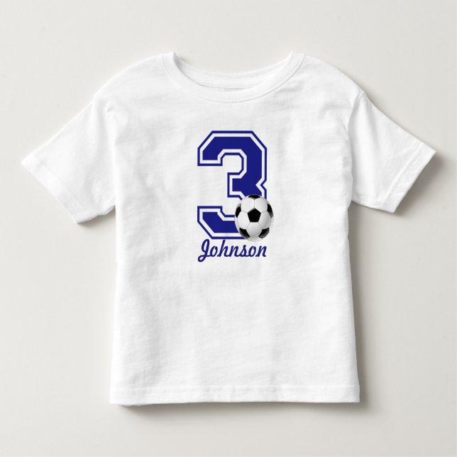 3rd Birthday boy soccer,football personalised Toddler T-Shirt (Front)