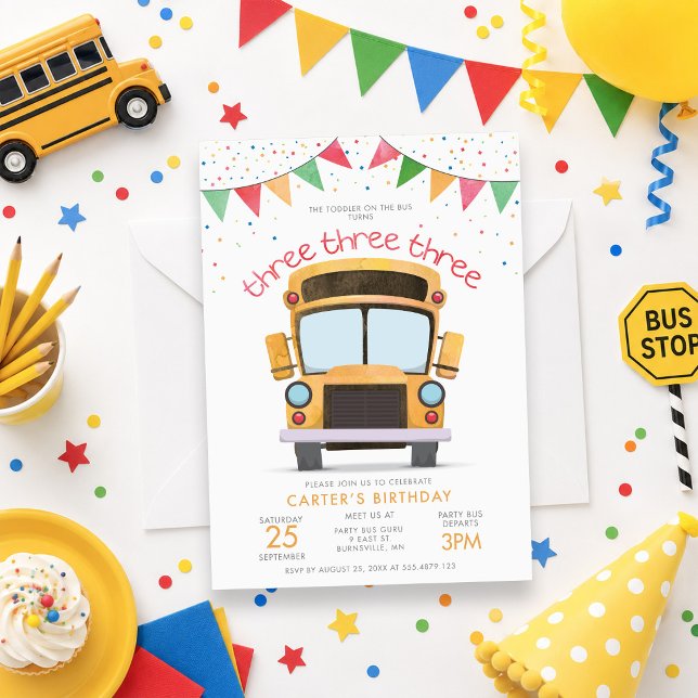 3rd Birthday Bus Party Invitation (Creator Uploaded)