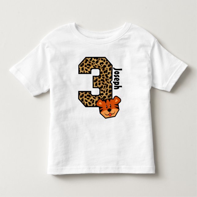 3rd Birthday Camo and Tiger Three Year Old Toddler T-Shirt (Front)