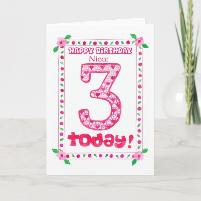 3rd Birthday Card for a Niece (Front)