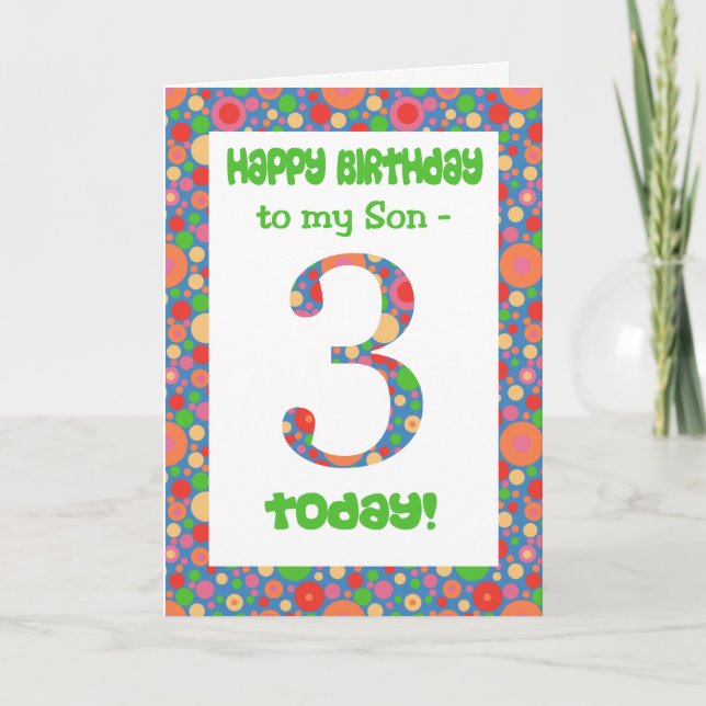 3rd Birthday Card for a Son, Bright and Bubbly (Front)