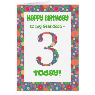 3rd Birthday Card for Grandson, Bright and Bubbly