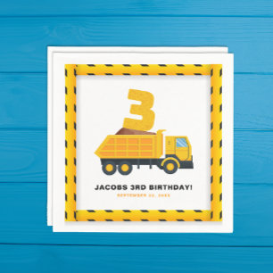 3rd Birthday Construction Party Napkins