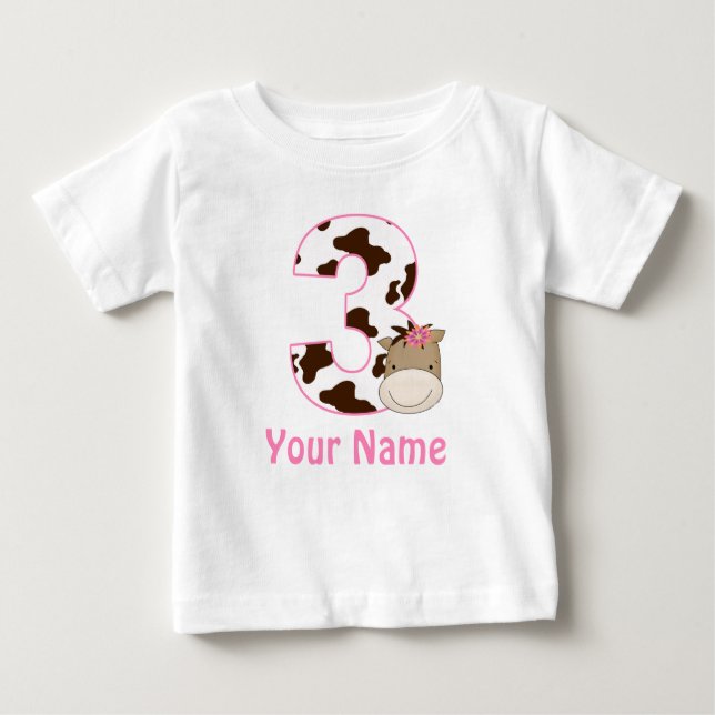 3rd Birthday Cow Print Horse Personalzied Shirt (Front)