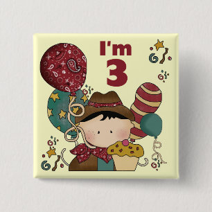 3rd Birthday Cowboy T-shirts and Gifts 15 Cm Square Badge