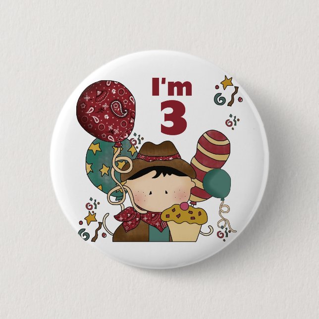 3rd Birthday Cowboy T-shirts and Gifts 6 Cm Round Badge (Front)