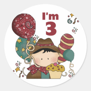 3rd Birthday Cowboy T-shirts and Gifts Classic Round Sticker