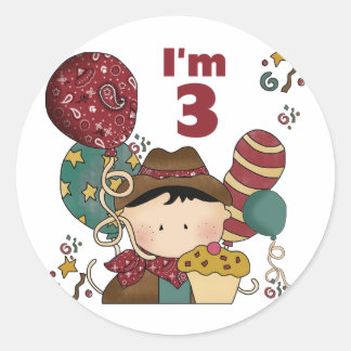 3rd Birthday Cowboy T-shirts and Gifts Classic Round Sticker