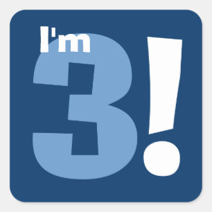 3rd Birthday Custom Name Navy and Baby Blue Square Sticker