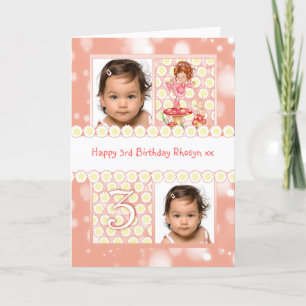 3rd birthday customisable photo greeting card