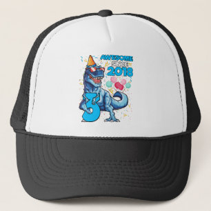 3RD Birthday Dinosaur 3 Year Old Boy Kids Awesome Trucker Hat