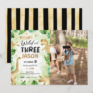 3rd Birthday, Dinosaur Birthday Photo  Invitation