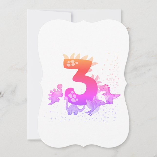 3rd Birthday. Dinosaur Design. My third birthday.  Card (Front)