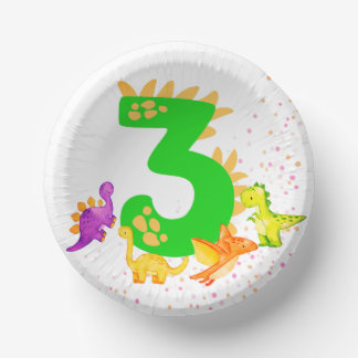 3rd Birthday. Dinosaur Design. My third birthday. Paper Plate