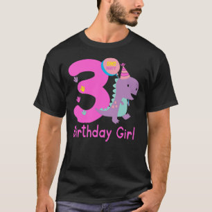 3rd Birthday Dinosaur Girl T-Rex Matching Family P T-Shirt