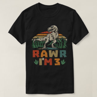 3rd Birthday Dinosaur T Rex Rawr I'm 3 For Boys T-Shirt