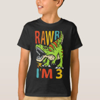 3rd Birthday Dinosaur T Rex Rawr I'm 3 For Boys