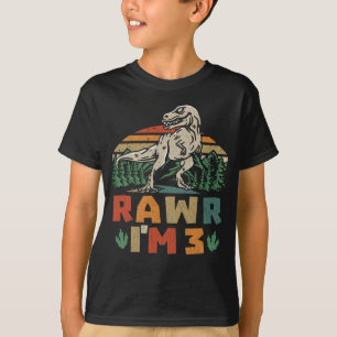 3rd Birthday Dinosaur T Rex Rawr I'm 3 For Boys T-Shirt