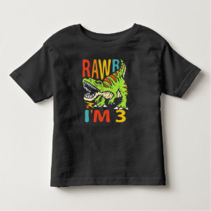 3rd Birthday Dinosaur T Rex Rawr I'm 3 For Boys Toddler T-Shirt