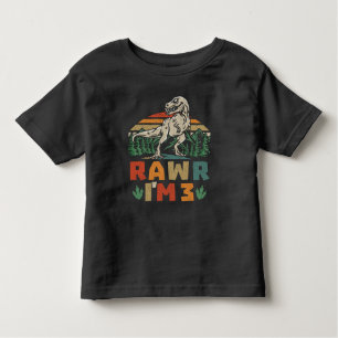 3rd Birthday Dinosaur T Rex Rawr I'm 3 For Boys  Toddler T-Shirt