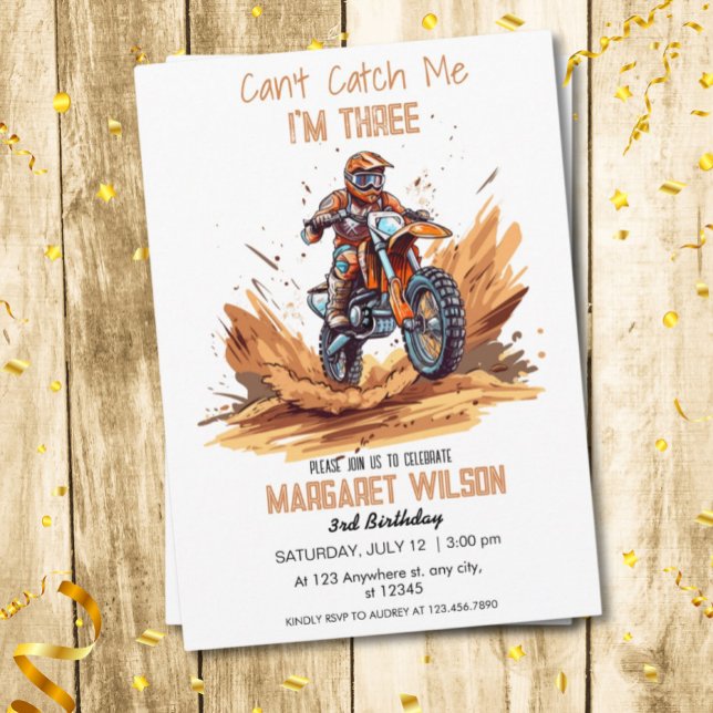 3rd Birthday Dirt Bike Boy Editable Invitation (Creator Uploaded)