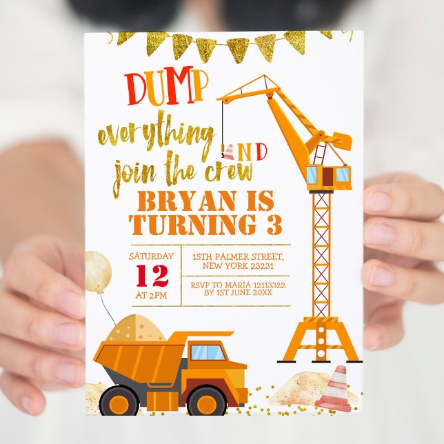 3rd Birthday Dump everything join the crew Invitation (Creator Uploaded)