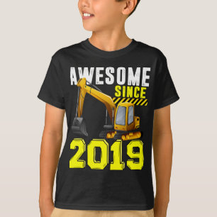 3rd Birthday Excavator Boys Awesome Since 2019 T-Shirt
