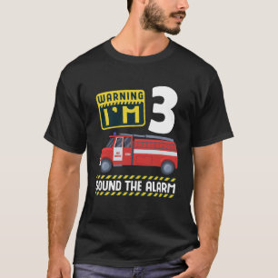 3rd Birthday Fire Truck Firefighter Fireman 3 Year T-Shirt