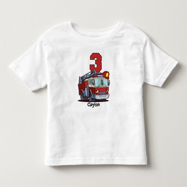 3rd Birthday Fire Truck Toddler T-Shirt (Front)