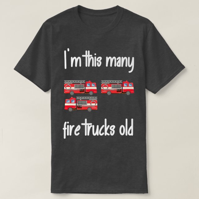 3rd Birthday Firefighter I'm 3 Years - Three Fire  T-Shirt (Design Front)