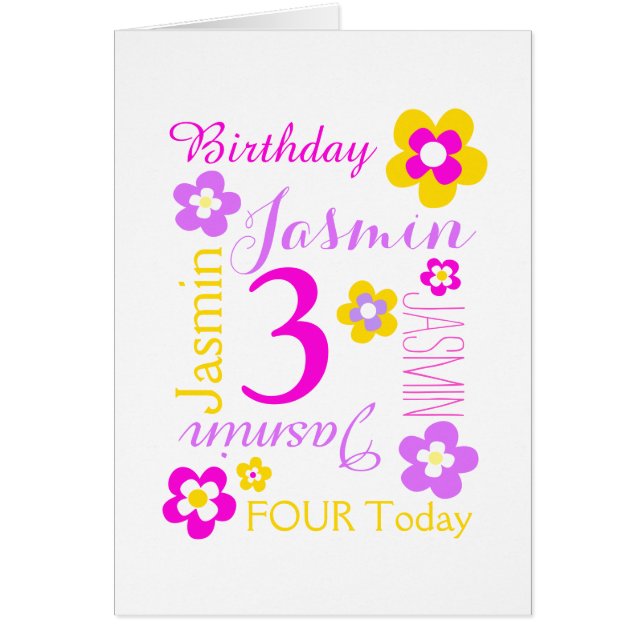 3rd birthday flower custom graphic purple pink (Front)