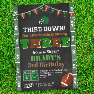 3rd Birthday Football Party Chalkboard Invitation